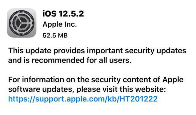 五华苹果手机维修分享iOS12.5.2发布，建议所有老苹果用户安装 